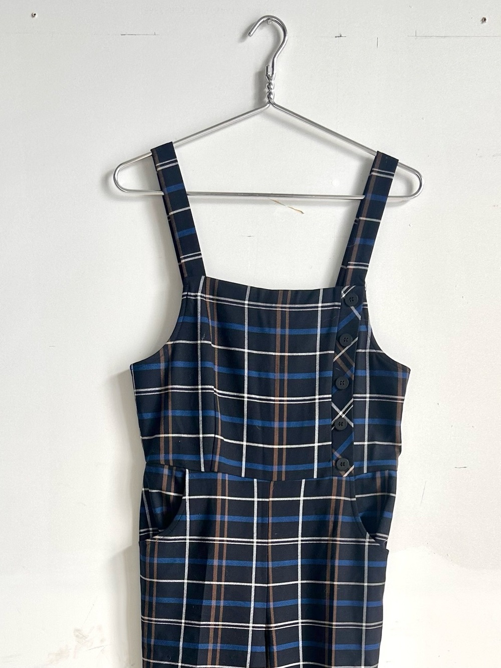 Zara Premium Black Plaid Pinafore Style Jumpsuit